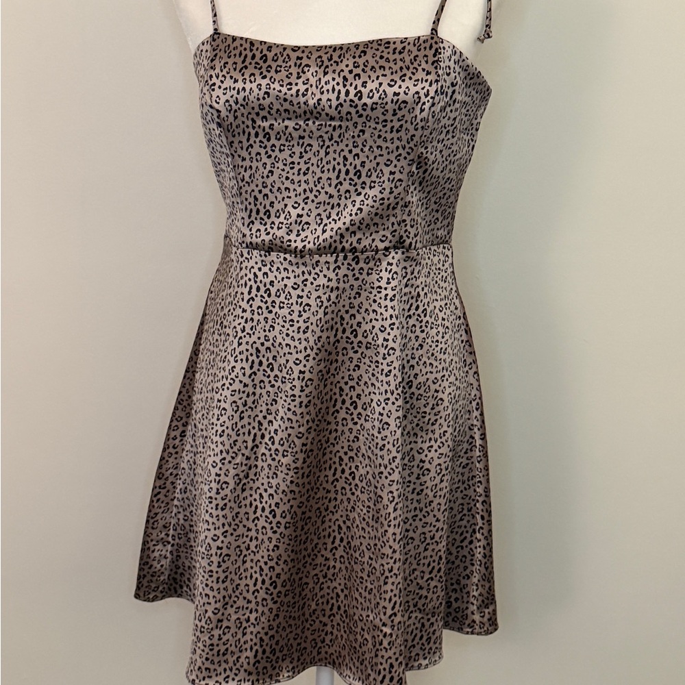 Leopard Print Satin Dress